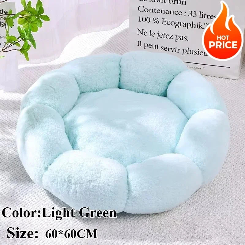 60 cm superweiches Katzenbett, langes Plüsch-Hundekissen, Katzenkissen, Tiere, Schlafsofa, blumenförmiges rundes Haustierbett, Haustier-Hundebetten