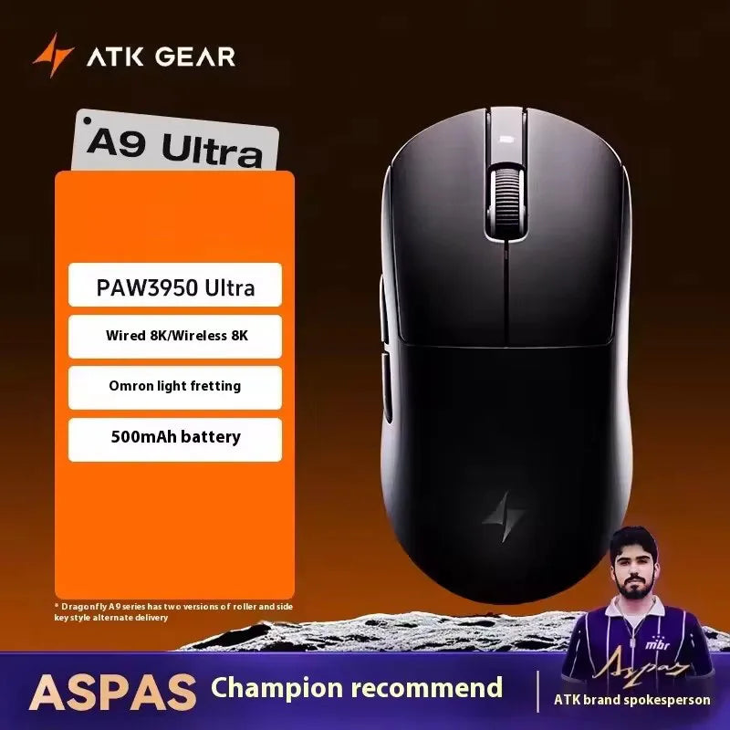 ATK Dragonfly A9 Series Wireless Mouse Tri Mode PAW3950 Nordic52840 8K 53g Lightweight Custom Laptop Gamer PC Gaming Mouse