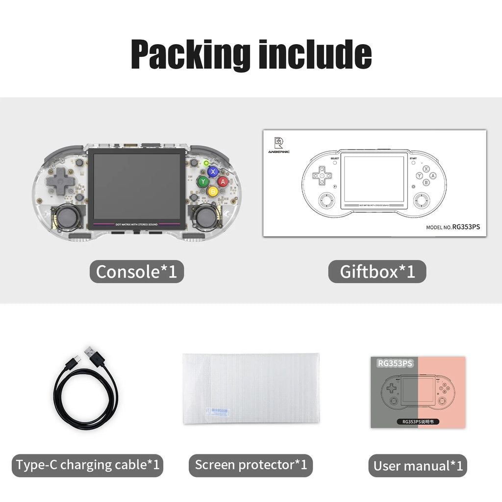ANBERNIC RG353PS Retro Handheld Game Console 3.5'' IPS Screen Linux OS RK3566 64bit Game Player Built in 3500mAh Battery 128G