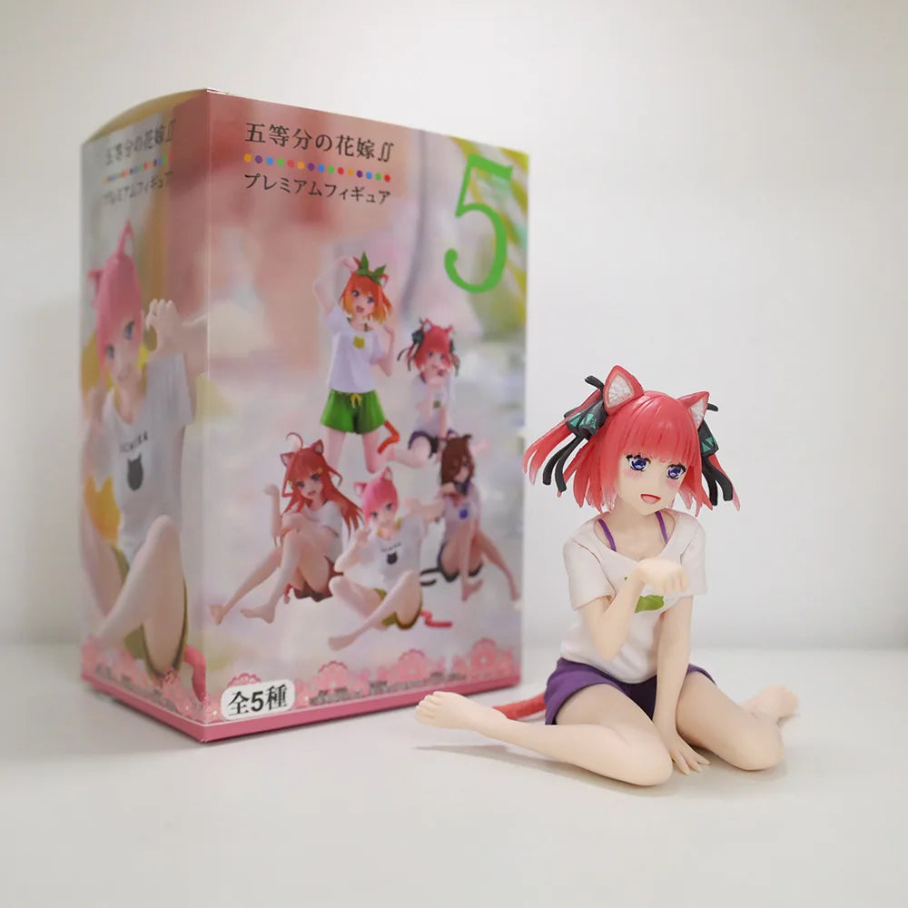 Anime Die Quintessenz Quintuplets Desktop Niedliche Nakano Nino Figuren Cat Room Wear Ver Mädchen Statue Modell Puppen Schreibtisch Dekoration