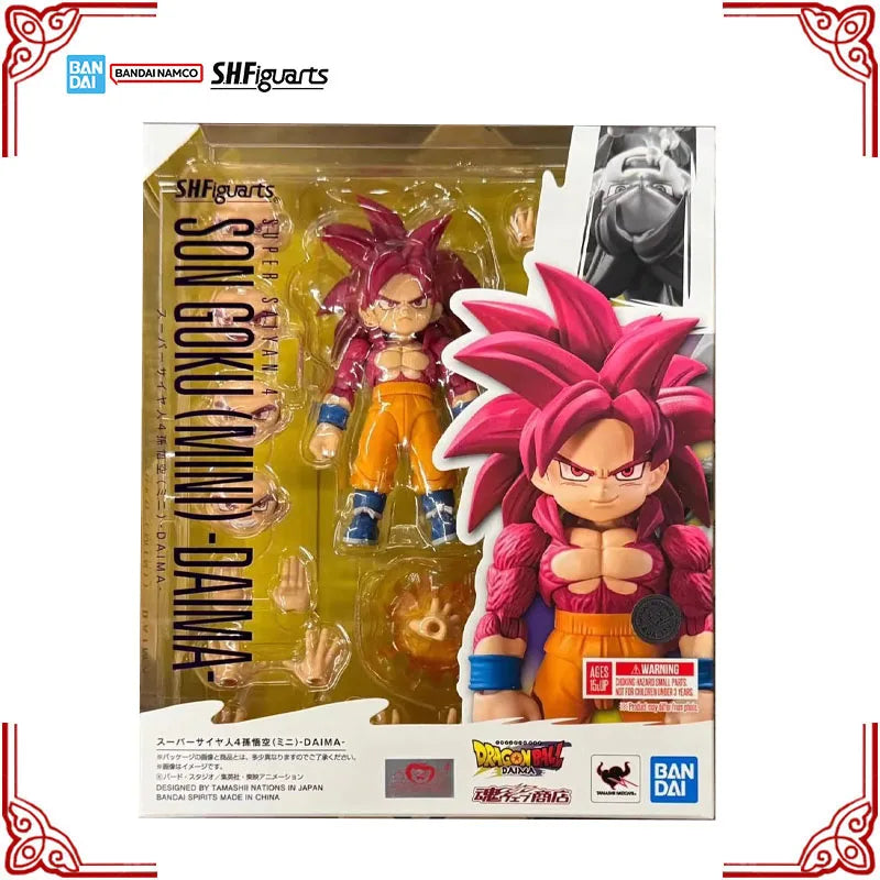In Stock Genuine Bandai Dragon Ball Model Kit SHF Super Saiyan 4 Son Goku Mini Daima Anime Action Figure Collection Model Toys