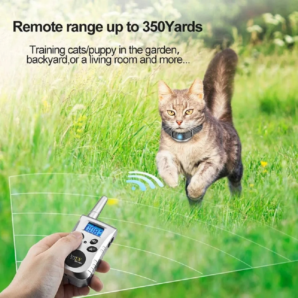 1600FT Remote Cat Training Collar Vibration Waterproof Rechargeable - Stop Excessive Meowing Control Anti Barking For Pet  Cats