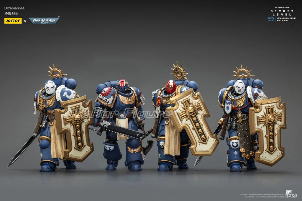 【SF】JOYTOY Warhammer 40K 1/18 Action Figure Ultramarines Metaurus with Power Axe Stormshield and Plasma Pistol Model Toys Gifts
