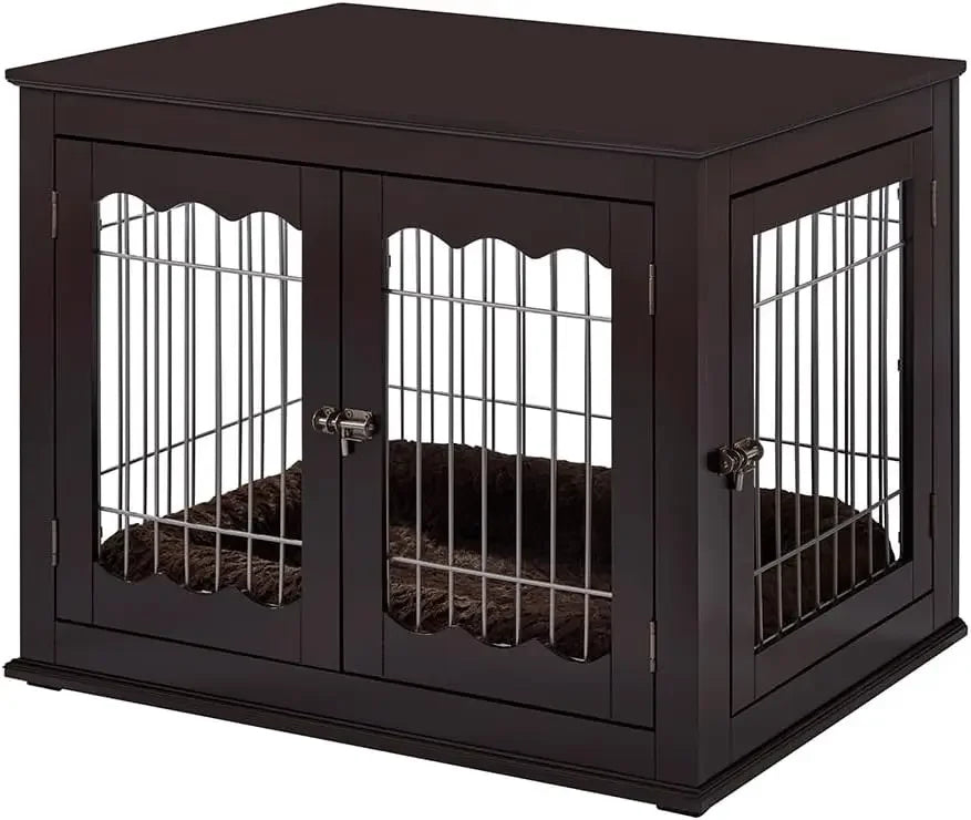Furniture Style Dog Crate for Medium Dogs, Indoor Aesthetic Puppy Kennel with Wood & Wire Design