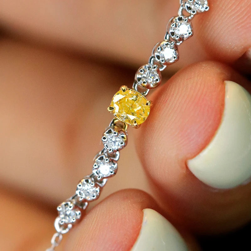 Aazuo Echt Gelb Weiß Diamanten 18K Gold Klassische Tennis Armband Gehobenen Trendy Senior Party Senior Anpassen Edlen Schmuck