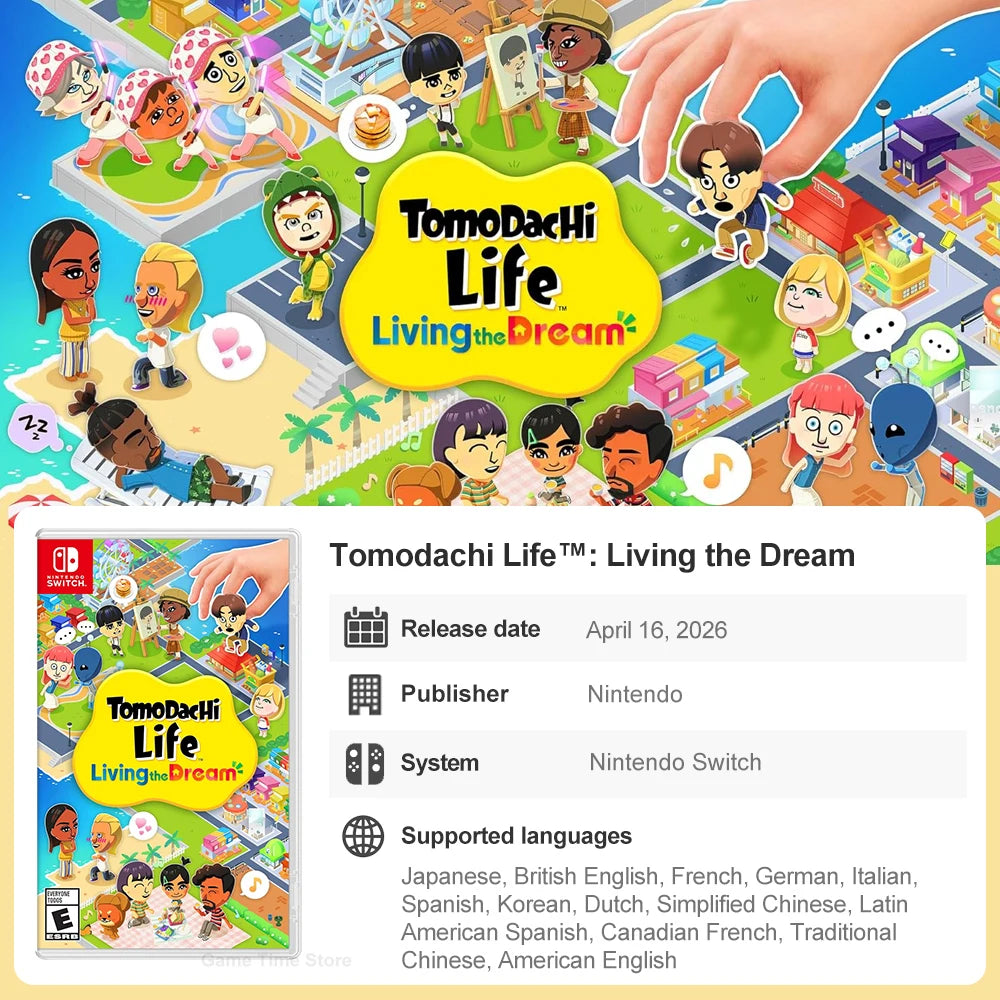 Nintendo Switch Game Juego Tomodachi Life Living the Dream Nintendo Physical Game Card for Nintendo Switch OLED Switch 2