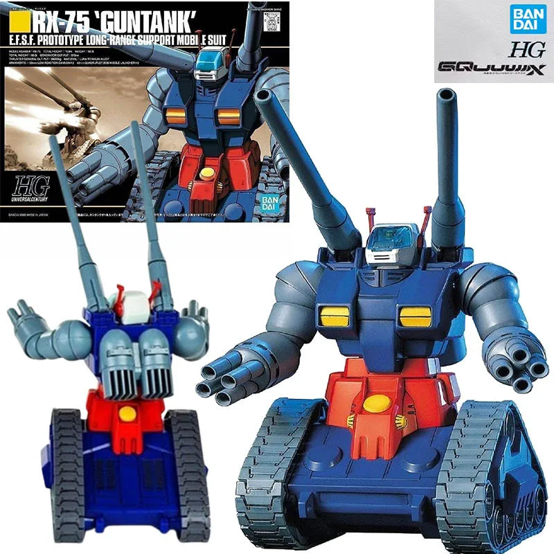 Bandai Original Gundam Model Kit Anime Figure HGUC 1/144 RX-75-4 Guntank Action Figures Toys Collectible Gifts for Children