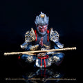 Vibrant Monkey King Figurine - 1 Set Hand-Painted Plastic Car Dashboard Ornament with Golden Hooped Staff