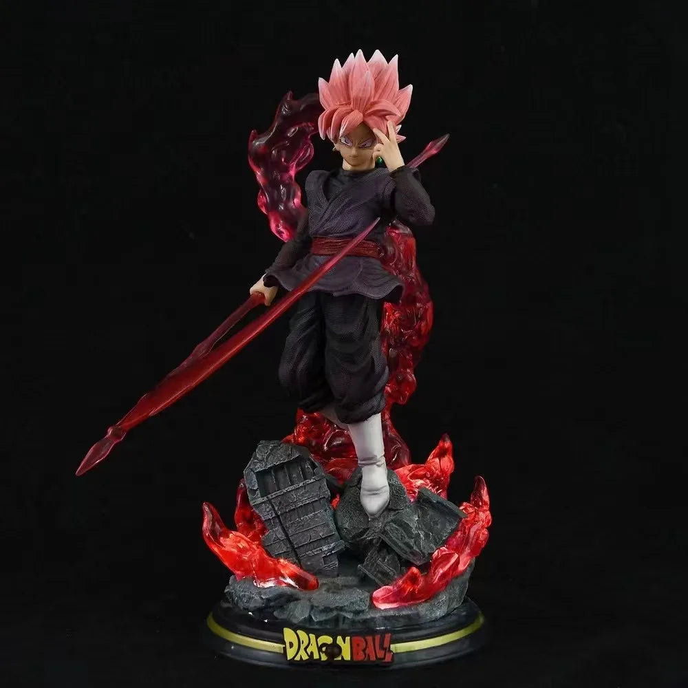 28CM Dragon Ball Z Zamasu Figure Black Goku PVC Action Figures GK Statue with Light Base Collection Model Toys for Children Gift