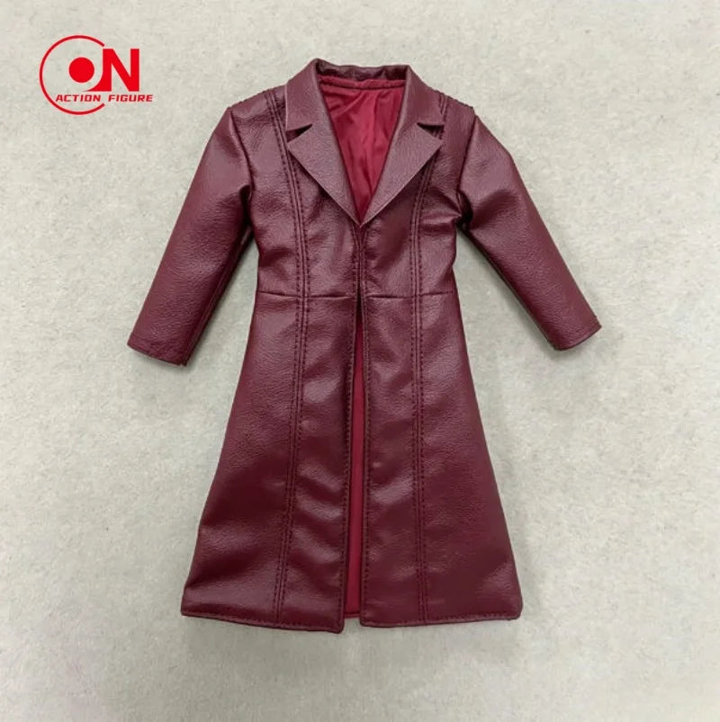 1/12 Scale Male Black Long Leather Coat Fabric Windbreaker Clothes Model Fit 6" Notaman Mezco Soldier Action Figure Body