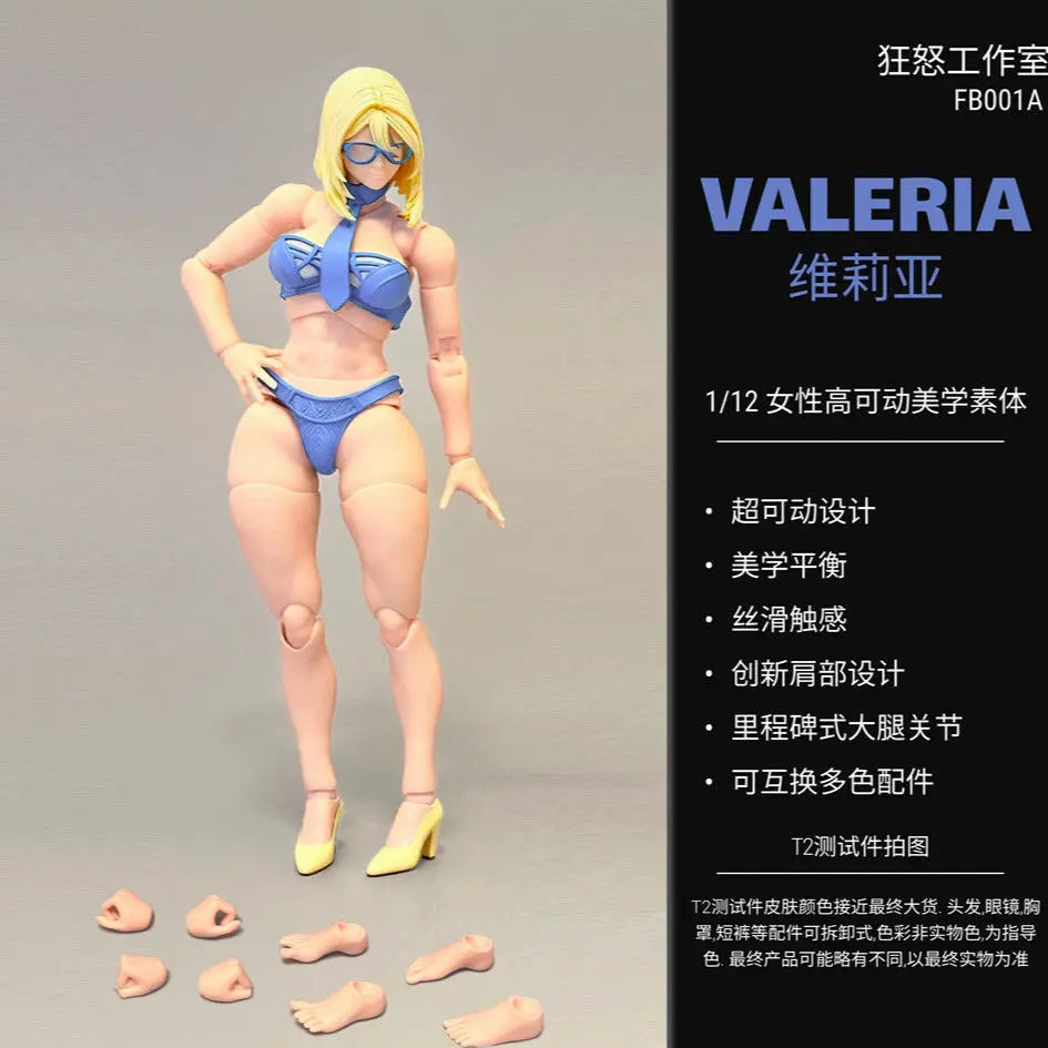 Fury Toys 1/12 Valeria Hana Imana Highly Movable Female Action Figure Aesthetic Body Collection Gift for Toy Lovers