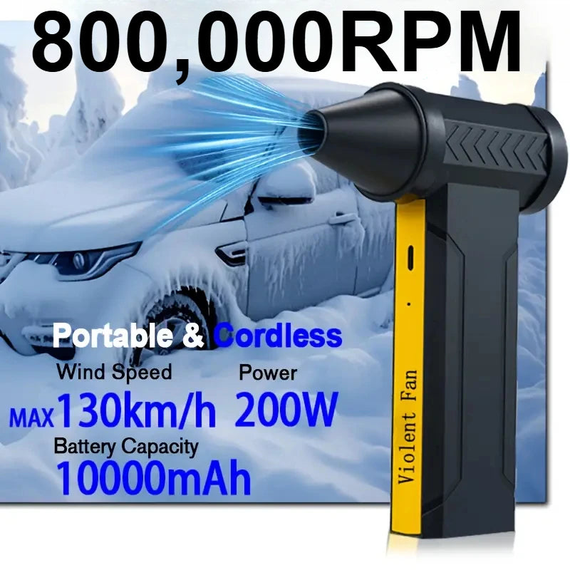 800000 RPM Brushless 10000mAh Motor Electric Turbo Jet Fan High-Speed Turbo Violent Fan Rechargeable Powerful Dust Blower