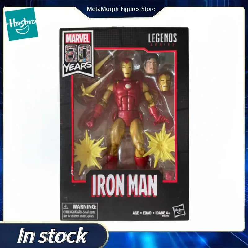 Original Hasbro Marvel Legends Series 80th Anniversary Iron Man Anime Figure Toy Collection Gift