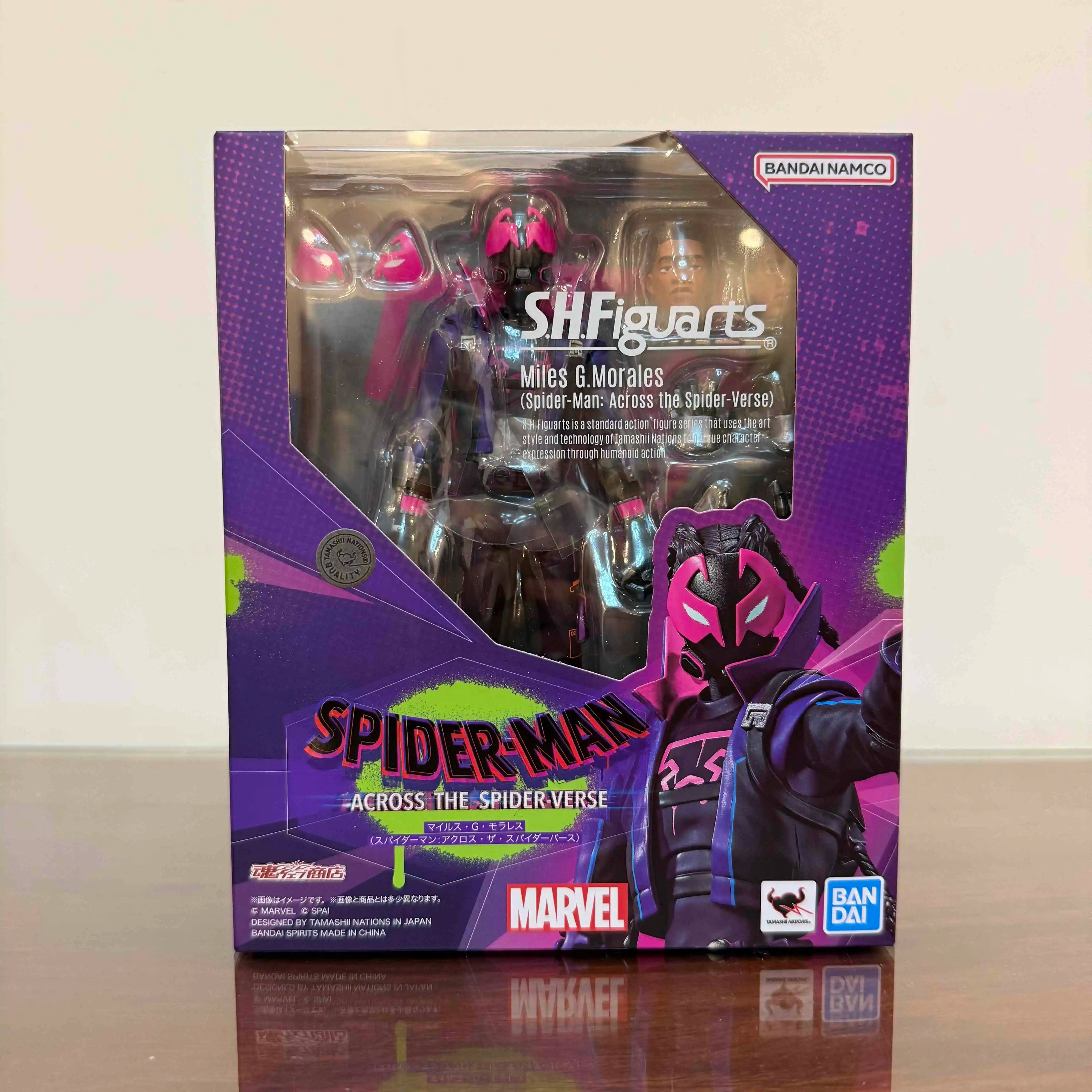 Fast Shipping Bandai Anime SHF Miles G Morales Spider-Man Across the Spider-Verse Original Model Toys Action Figure Children Kid