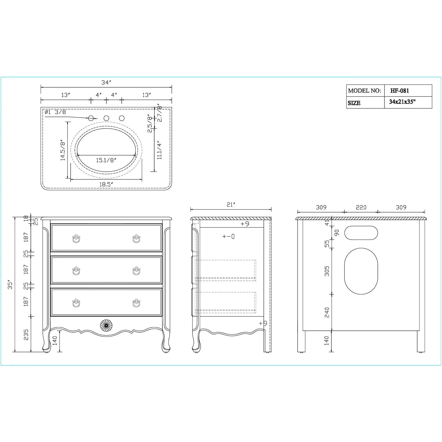 Cottage Look Daleville Bathroom Sink Vanity ZK 81Y MIR with Mirror Vintage Mint Blue