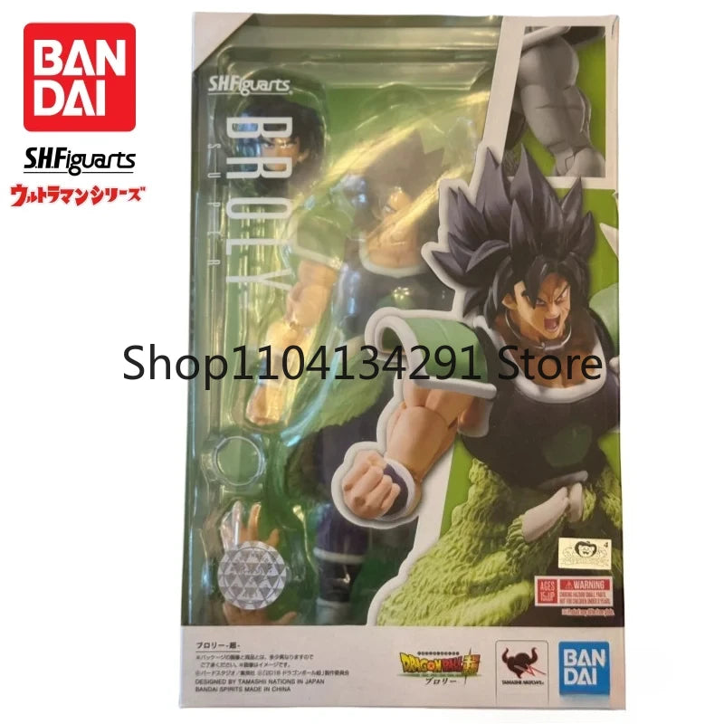 Original Stock Bandai SHF Dragon Ball Super Movie Edition Broly Black Hair Battle Suit Super Saiyan Birthday Gift Toy