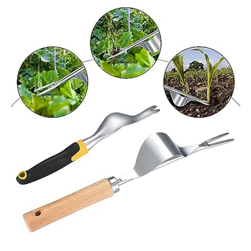 Set mit 2 Handwerkzeugen zum Unkrautstechen, zum Entfernen von Unkrautwurzeln im Garten, Hof, Rasen und auf dem Bauernhof, einfach zu verwenden