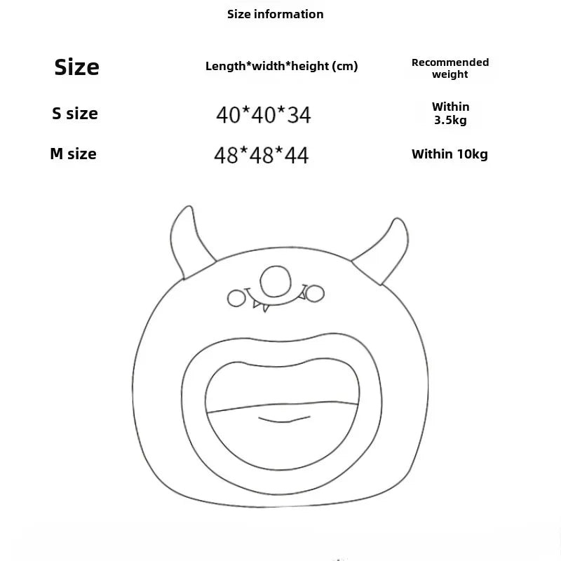 Fully Enclosed Safe and Cozy Cartoon Monster Pet Bed for Dogs and Cats Four Seasons Universal Soft and Warm for Winter Cat House