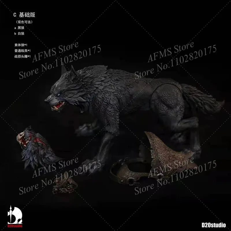 D20 Studio 1/12 Scale Soldier Dolls Scene Decorations Fierce Giant Wolf Mount Iron Blade For 6" 7 "Action Figure Body