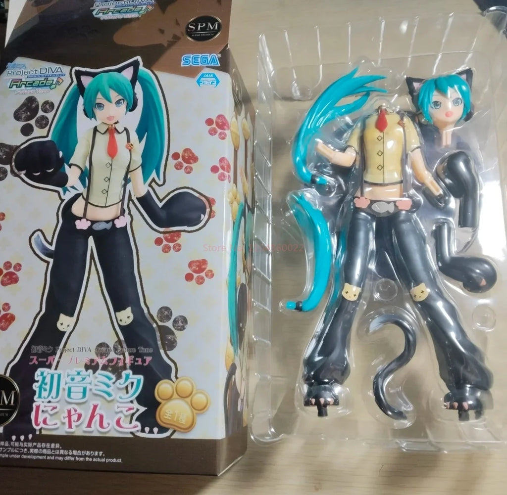 Original In Stock Sega Spm Vocaloid Hatsune Miku Project Diva Cat Version Pvc Figure Model Collection Gift Desktop Decoration