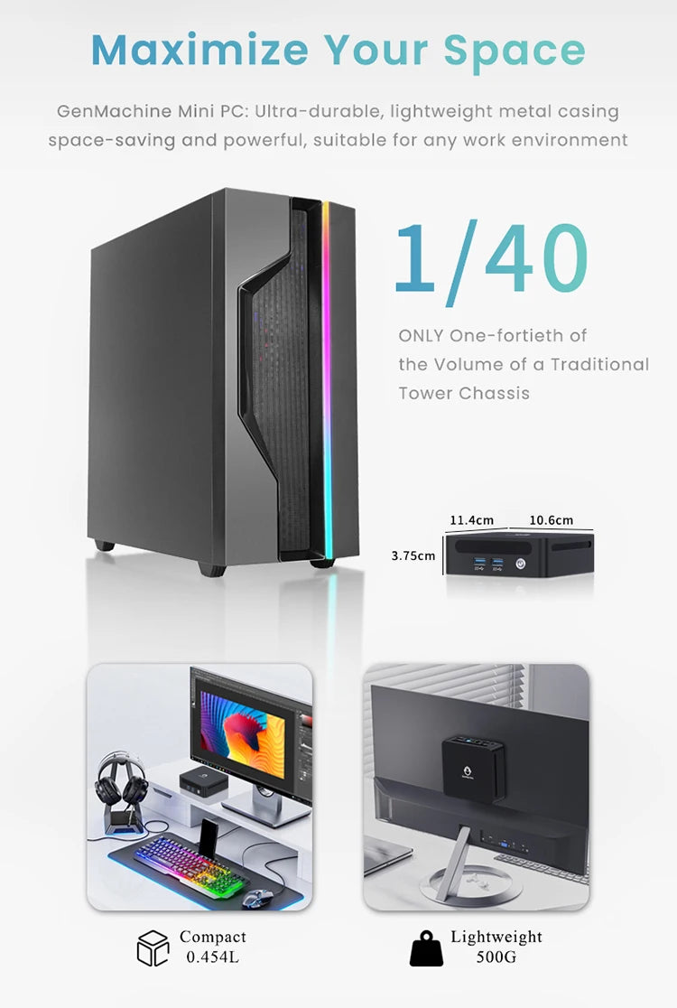 GenMachine AMD Ryzen 7 5875U Windows 11 Ryzen MINI PC DDR4 WIFI6 RTL8852, BT5.2 diy gaming computer gaming pc Ordenador mini pc