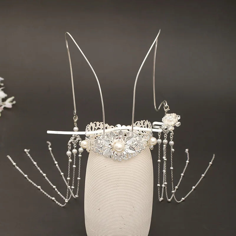 Chinese dress crown headdress auspicious wishful style flower phoenix design tassel TEN