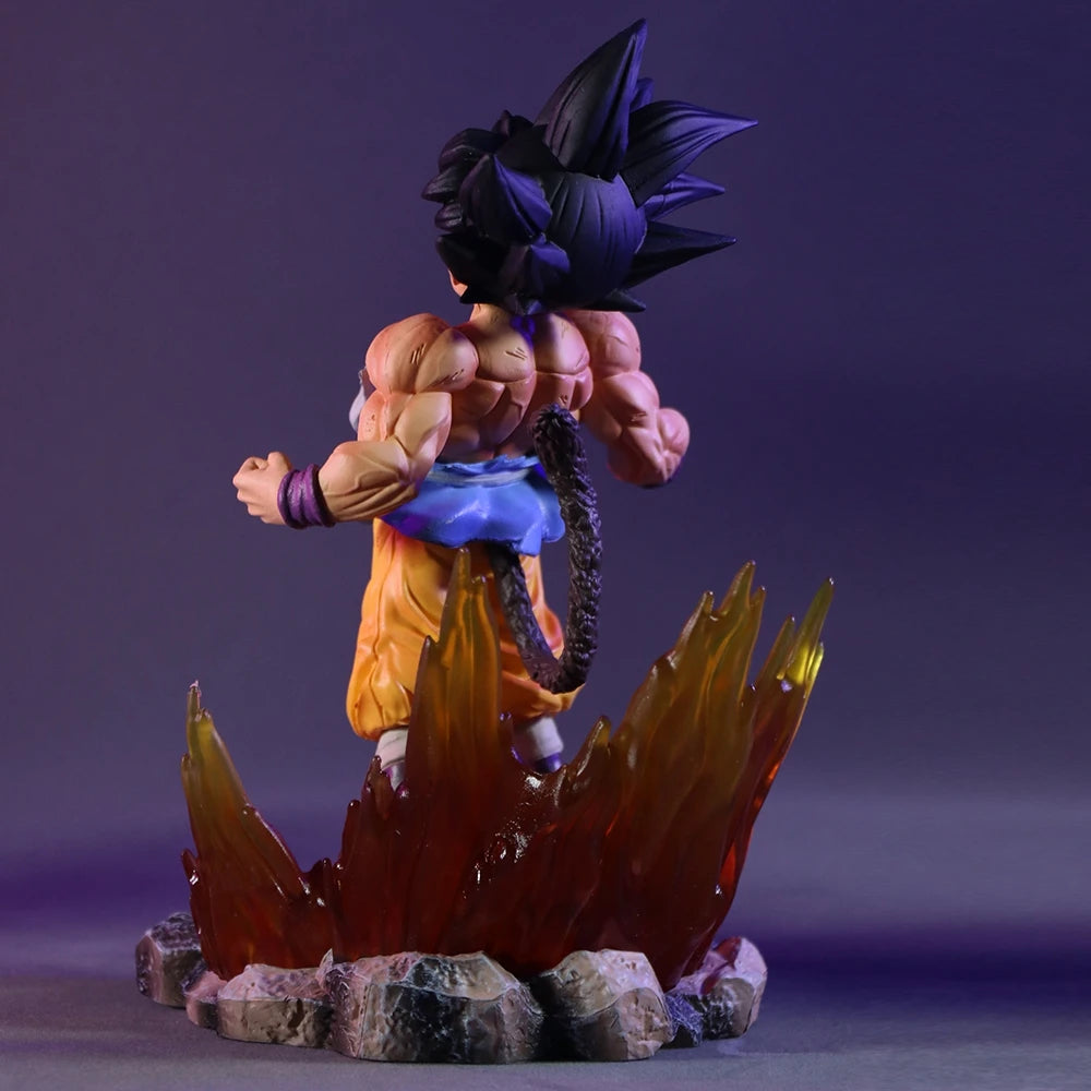 BANDAI 19cm Dragon Ball SHK Kai Ape Series NO.2 Glow Black Hair Super Four Goku Figure PVC Explosive Goku Anime Model Ornament