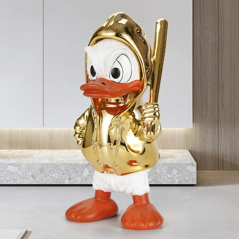 Disney New Donald Duck Statue Electroplate Punk Cartoon Donald Duck Resin Model Sculpture Desktop Ornaments Home Decor Gifts