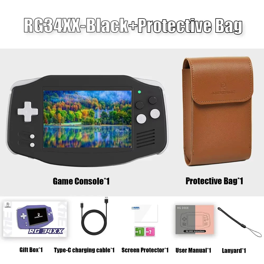 ANBERNIC RG34XX RG 34XX Handheld Game Console Video Games Players 3.4-inch IPS Screen Linux 64-bit System HD TV 5G WiFi PSP Gift