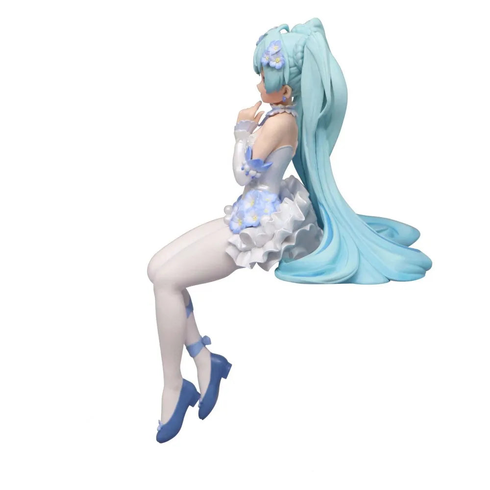 New Hatsune Miku figure Pink Butterfly Fairy white dress sitting Noodles PVC model toy cake home decoration collect gifts