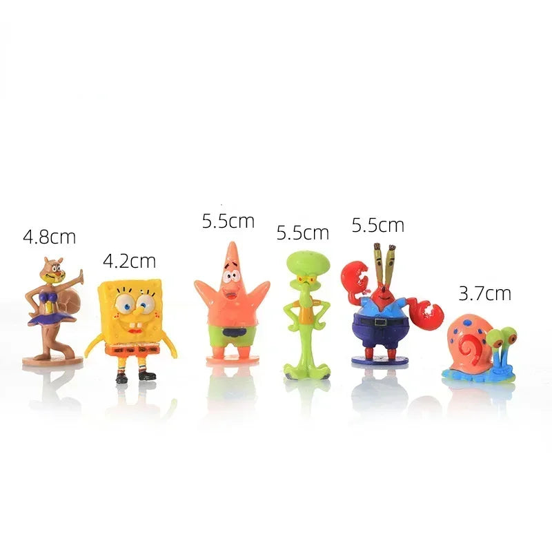 Anime Spongebobs Action Figures Cartoon Mini Dolls Fish Tank Decoration Landscaping Aquarium Accessories Boys Birthday Gifts