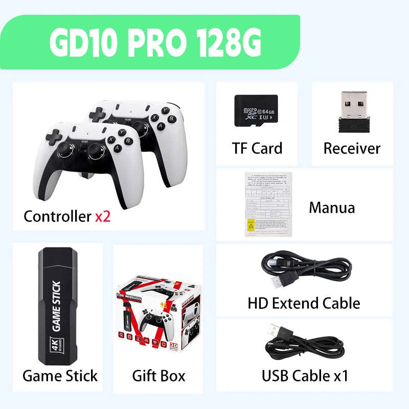 GD10 PRO Video Game Console 4K HD 2.4G Double Wireless Controller TV Game Stick 256GB 40000 Games Retro Games Boy Christmas Gift