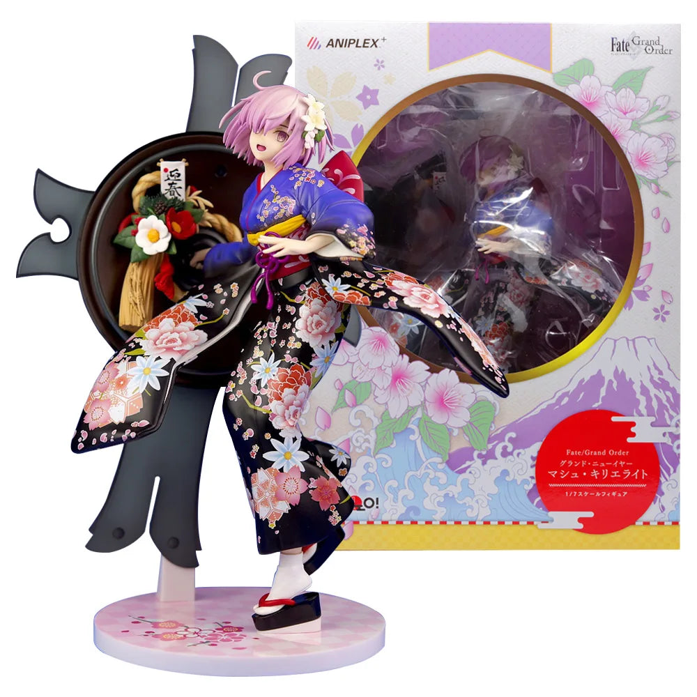 27CM Anime Fate/Grand Order Mash Kyrielight Figure 1/7 Grand New Year Kimono Dress Up Model Toy Gift Collection Action Figure