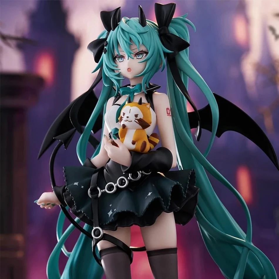 Anime Little Devil Hatsune Miku Handgemachter kleiner Waschbär Chuyin Dark Angel Handgemachte PVC-Modellanimation Peripherieornamente