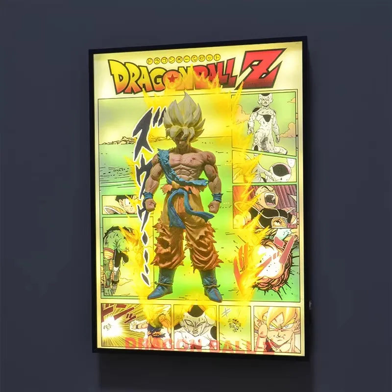 Dragon Ball Anime Figures SSJ1 Goku 3D Stereo Lamp Painting Action Figures Poster Photo Frame Room Table Top Decor Birthday Gift