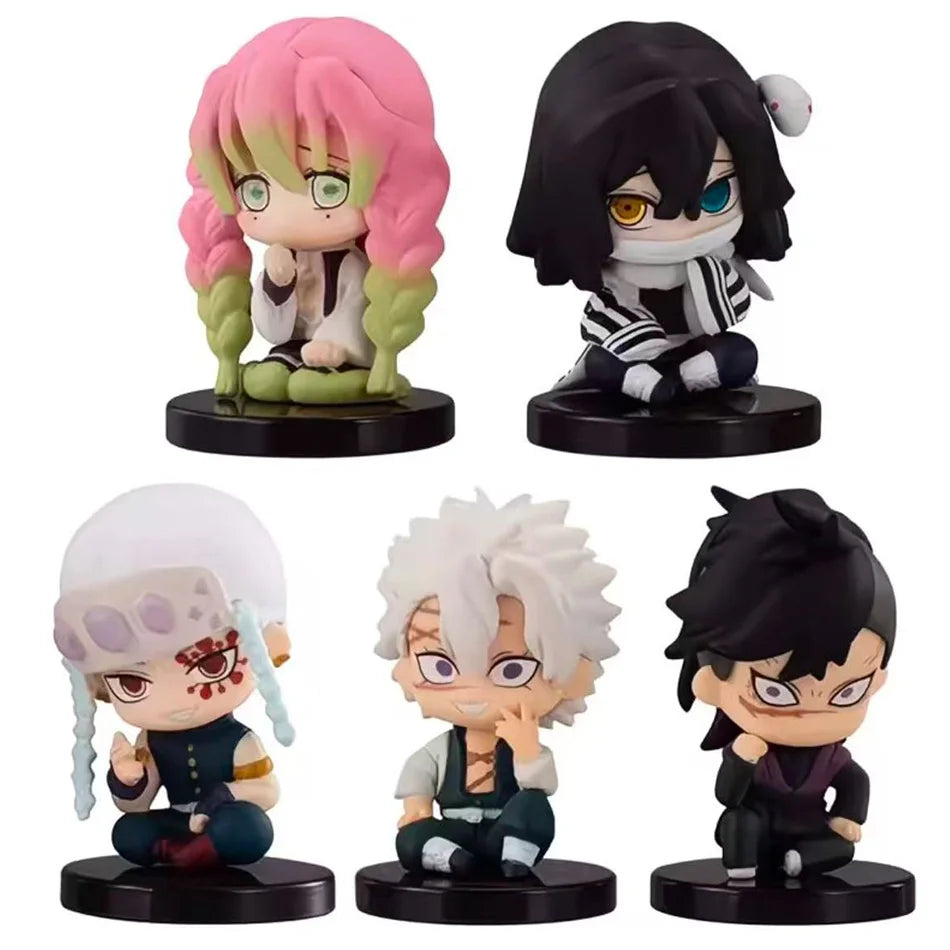 5 Style/Set Q Version Demon Slayer Sitting Ghost Doll Tanjiro Nidouzi Inosuke Zenizu Figure Action Figure Movie Model Toys Doll
