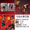 17 cm große One Piece Ace Actionfigur, bewegliche Feuerfaust-Statue mit Stoffrobe, 4 austauschbare Gesichtsteile, PVC/ABS, Anime-Tischdekoration