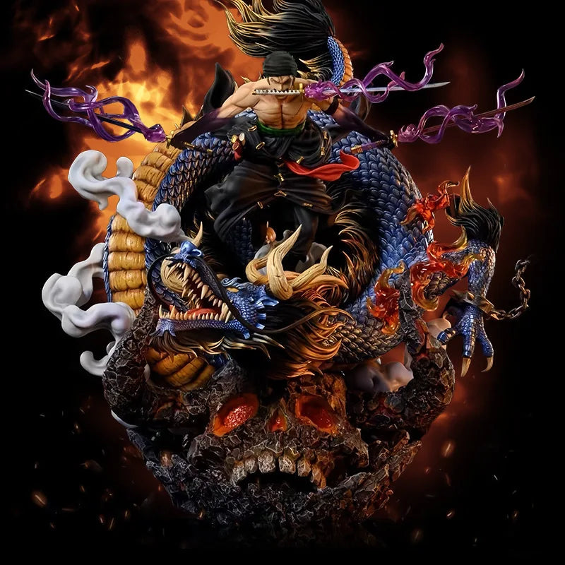 23cm Gk Dreamy Zoro Nika Luffy Anime Figure One Piece Ghost Island Black Gold Zoro Model Statue Desktop Ornament Children'S Toys