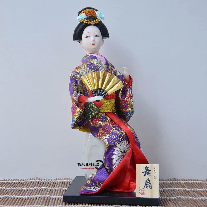 12inch Japanese Geisha Doll Statuette Sitting Figurine Japanese Kimono Kokeshi Kabuki Geisha Handicraft Ornament Birthday Gift