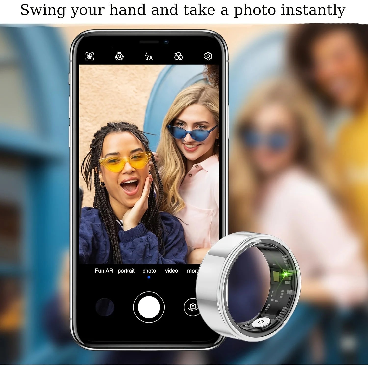 Smart Ring, Schlaftracking, Bewegungsüberwachung, Kompatibel mit iPhone und Android, Smartes Geschenk, Geeignet für Frauen und Männer
