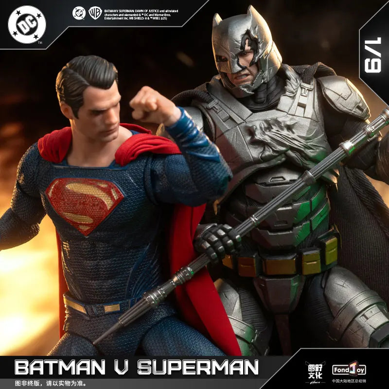 FondJoy BVS Set Figure Armored Batman v Superman：Dawn of Justice Battle Damaged Superman Action Figures 1/9 DC Toy Collection