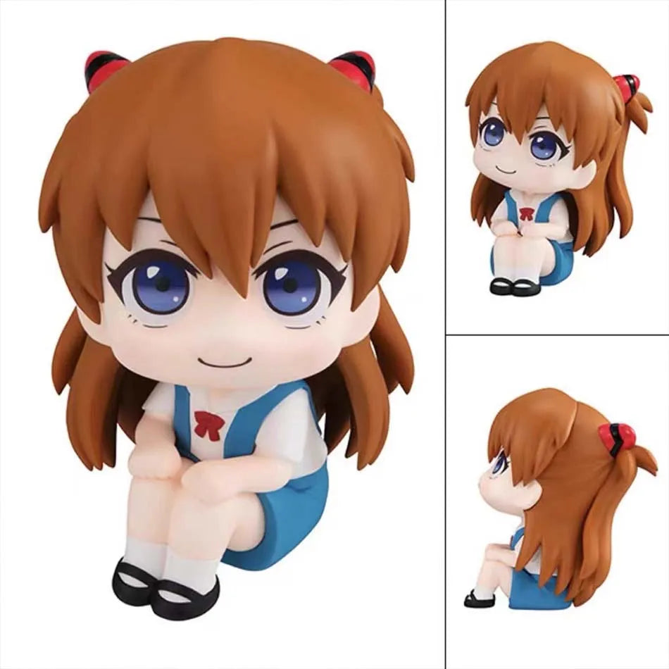 2 estilos, 11cm, Q Ver. Figura de cabeza grande de neón de Genesis Evangelion, modelo de Ayanami Rei Asuka, postura sentada, ado