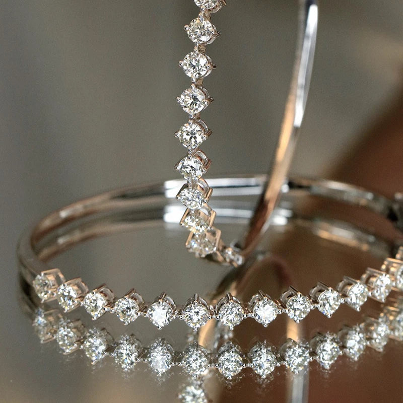 Aazuo Luxusschmuck 18 Karat Weißgold Natrual Diamonds 3.0ct Tennis Armreif für Damen Gehobene Trendy Hochzeit Verlobungsfeier