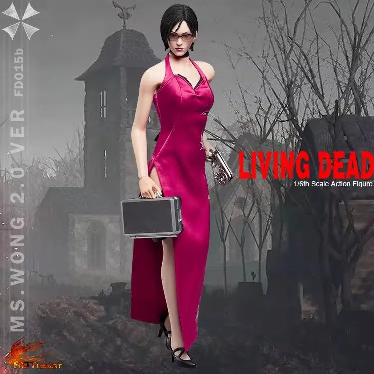 Hot Heart FD015 1/6 Scale Collectible Zombie Killer Spy Ms. Wong Cheongsam Style 12in Action Figure Full Set Model for Fans Gift