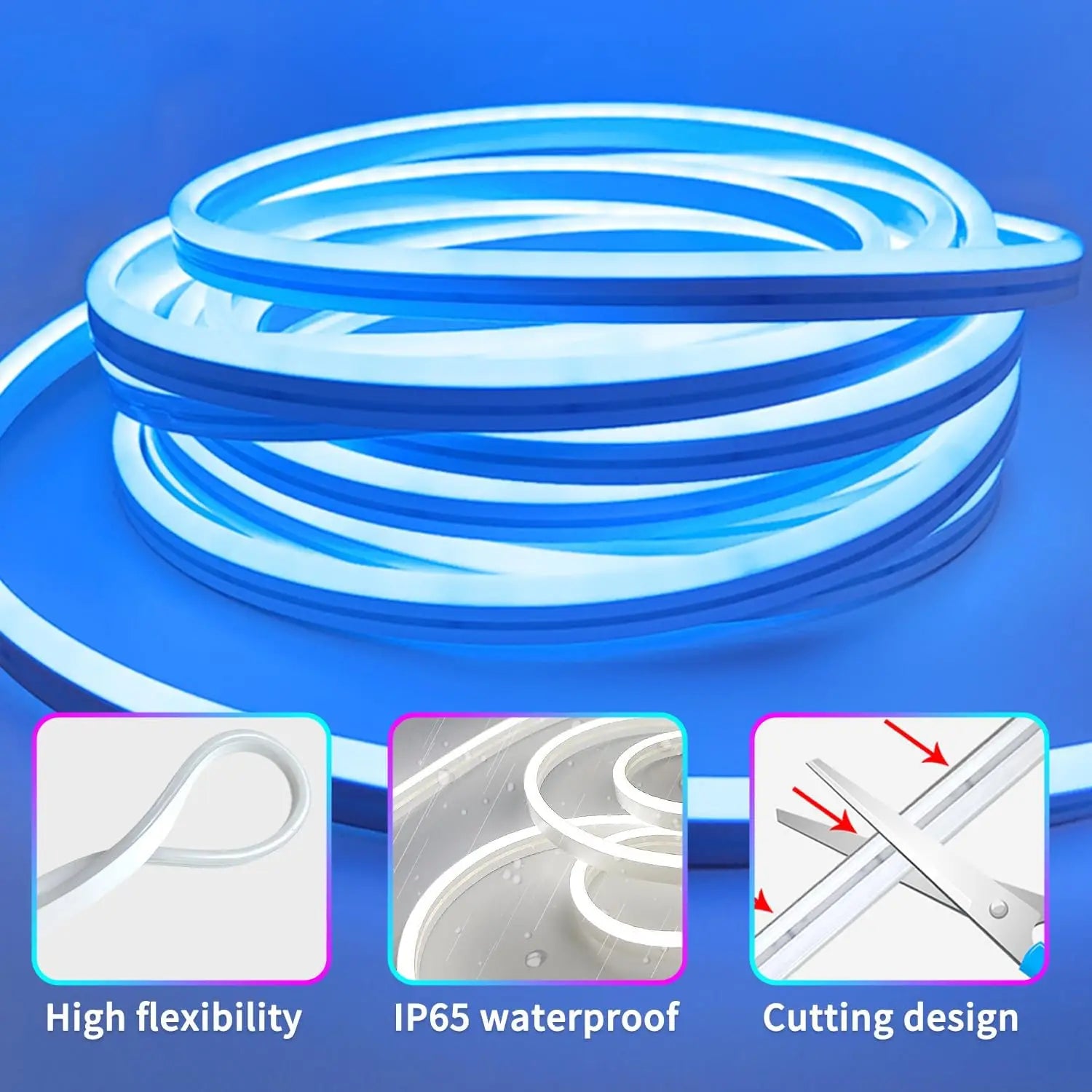 40M/30M RGB LED Light Strip, 24V Music Sync App/Remote Timer DIY Rope, IP65 Waterproof Gaming for Bedroom Indoor Outdoor Decor