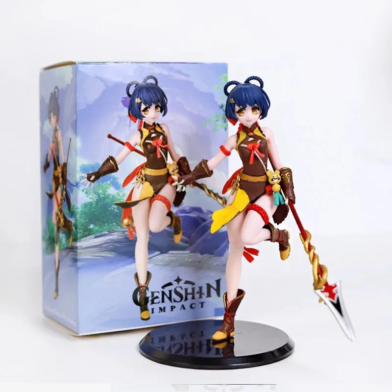 Anime Genshin XiangLing Figur Servieren Niedliche Kawayi Puppe PVC 19cm Modell Puppe Spielzeug Basis Spielzeug Puppe Figuine Ornament Action Ornamente