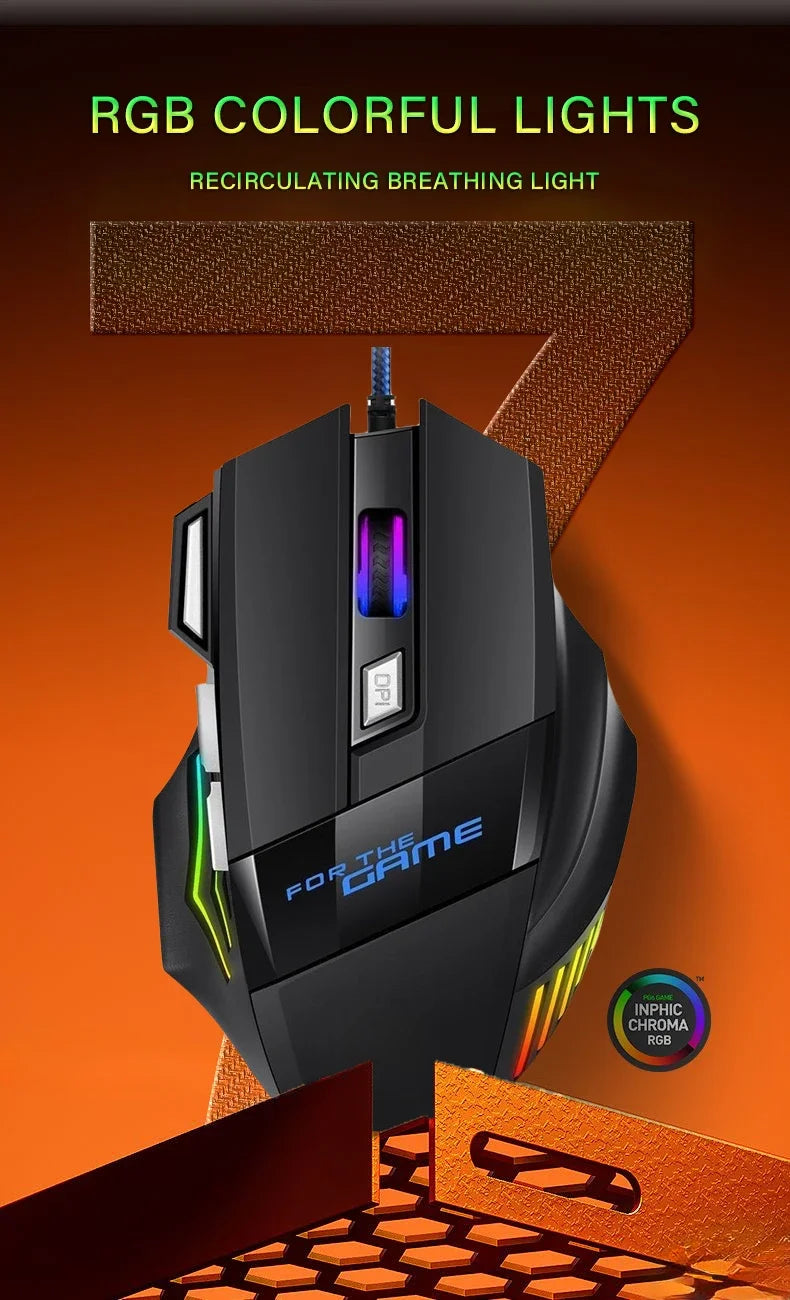 Kabelgebundene Maus mit buntem Atemlicht, geeignet für Notebook-Desktop-Computer, E-Sport-Spiel-Computermaus