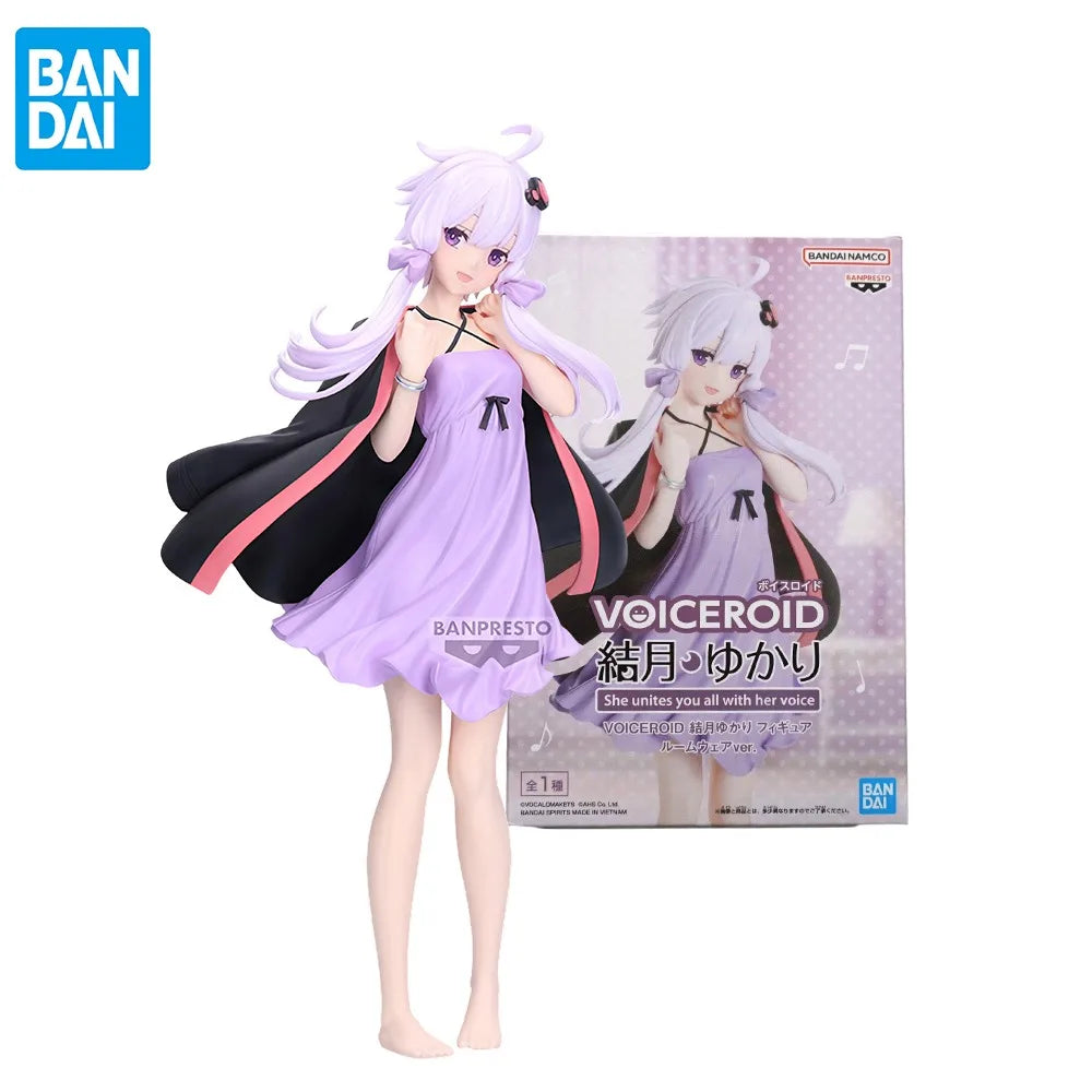 Original BANDAI Banpresto VOCALOID Yuzuki Yukari Purple Dress PVC Anime Figures Action Figure Model Toys Christmas Gifts