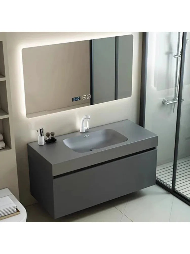 Furniture Luxury Vanity Bathroom Multifunction Home Storage Locker Mirrors Space Saving Cabinet Salon Station Floor Wooden Towel