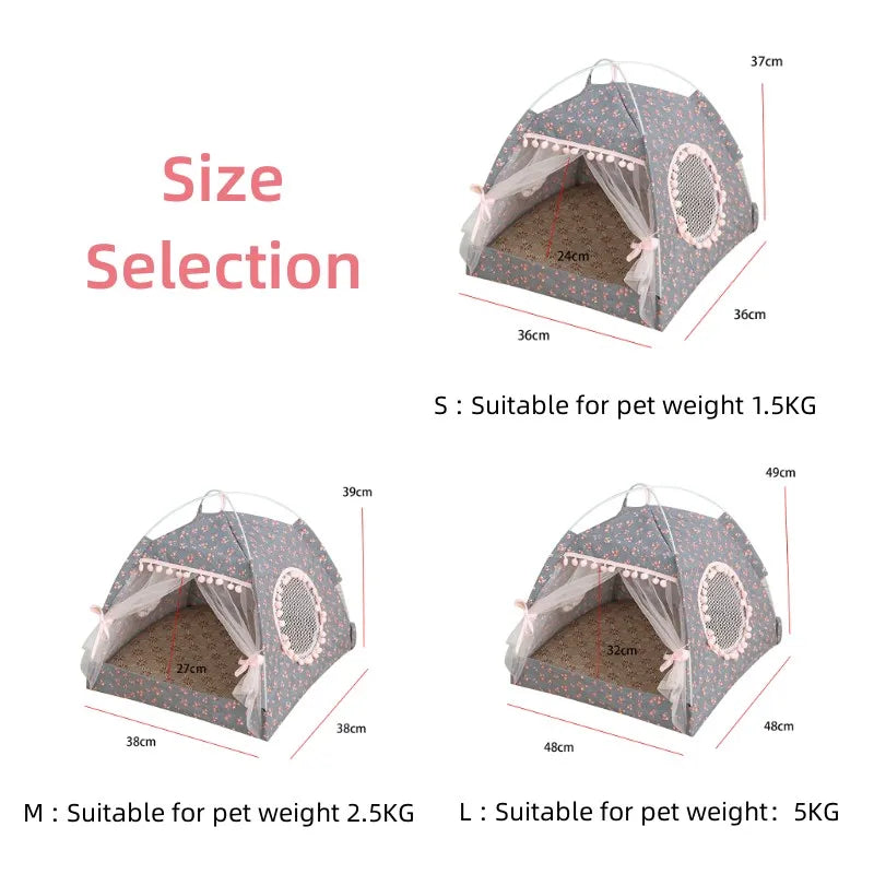 Foldable Pet Cat Tent Bed Four Seasons Universal for Cat and Dog Pet Nest Summer Cool Mat Portable Breathable Cat House Cave Hut